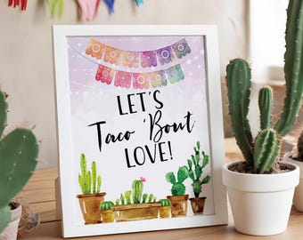 Letrero de Taco Bout Love: Decoración para despedida de soltera (8x10, descarga digital imprimible)