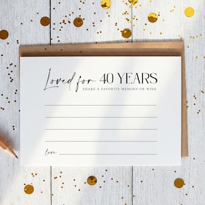 AFDRUKBAAR 40e verjaardag geheugen of wenskaart, verjaardagsfeestje, activiteit, modern, minimalistisch, zwart, 5 x 3,5, niet-bewerkbaar, instant download