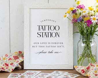 Temporary Tattoo Station Sign, Wedding Guest Activity, 8x10 Non-Editable Digital Download