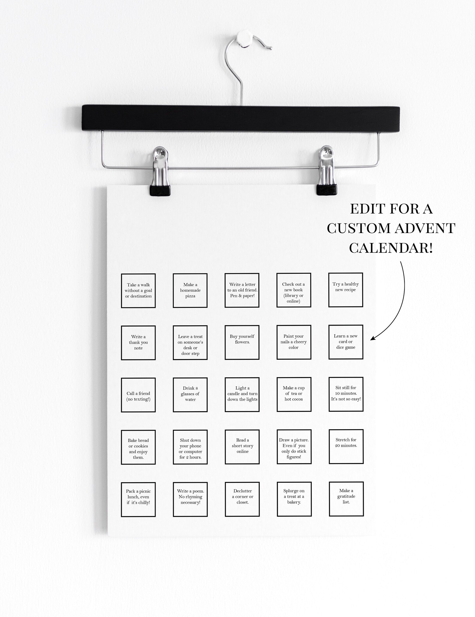 DIY Christmas Advent Calendar Editable Advent Calendar Etsy