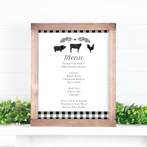 BBQ Menu Sign, Editable Canva Template for Picnics, Country Weddings, Rustic Events, 8x10 Download
