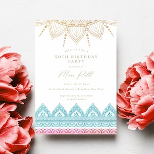 Indian Invitation Template | Editable Template | Birthday, Retirement, Anniversary | Bollywood | India | Instant Download | 5x7 | Templett