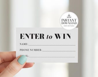 Afdrukbare Enter om tickets te winnen, marketing voor kleine bedrijven, afdrukbaar loterijticket, leveranciersshows, e-mailverzameling, niet-bewerkbare download