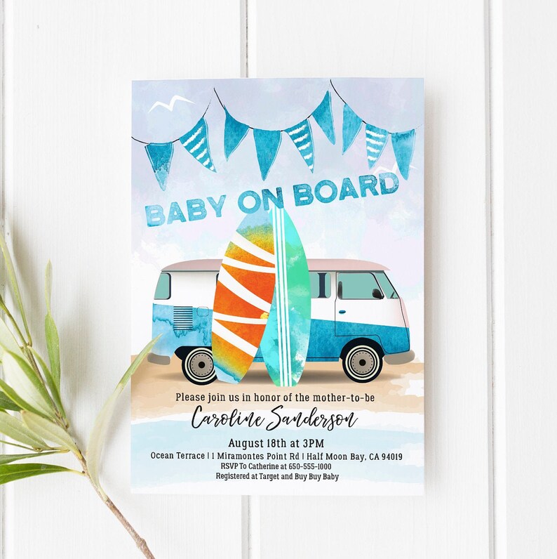 Baby on Board Baby Shower Invitation Custom Baby Shower Etsy