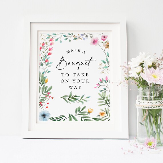 Editable Flower Bar Sign Template DIY Bloom Bar or Bouquet Etsy