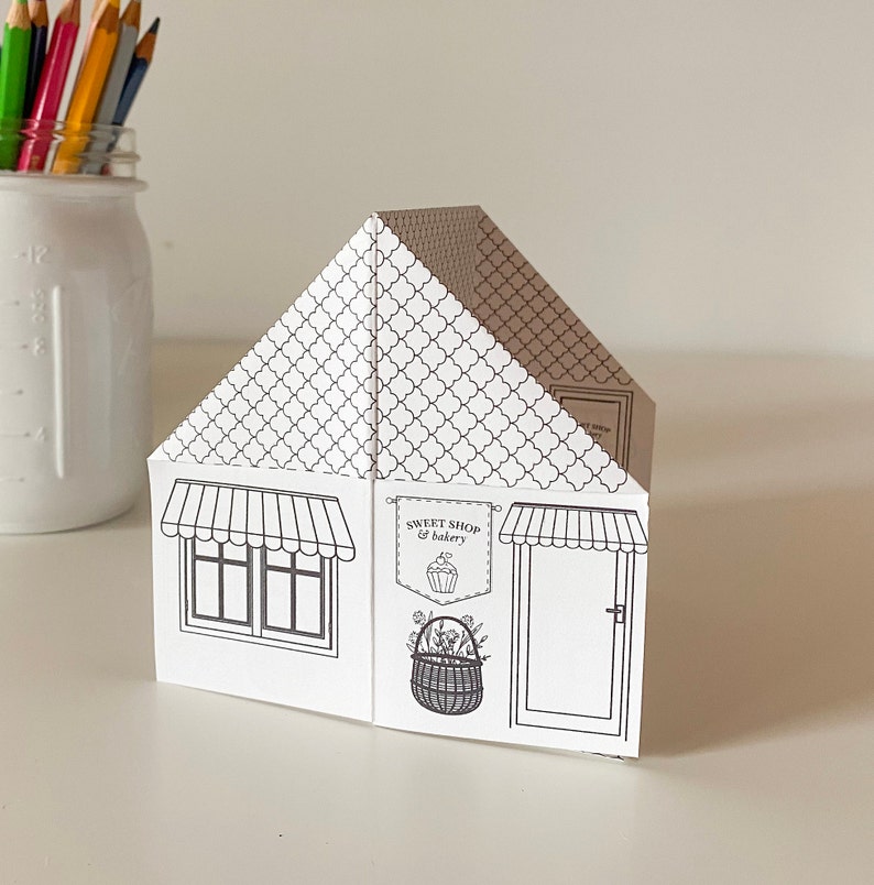 Download Printable Origami Paper House Ivy Cottage Coloring Page | Etsy