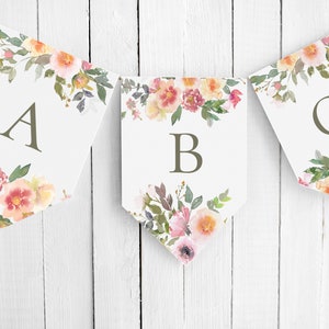 Banner de papel para impressão de flores de jardim | Modelo de banner editável | Aniversário de jardim ou chá de bebê | Banner de boas-vindas | Download instantâneo em PDF