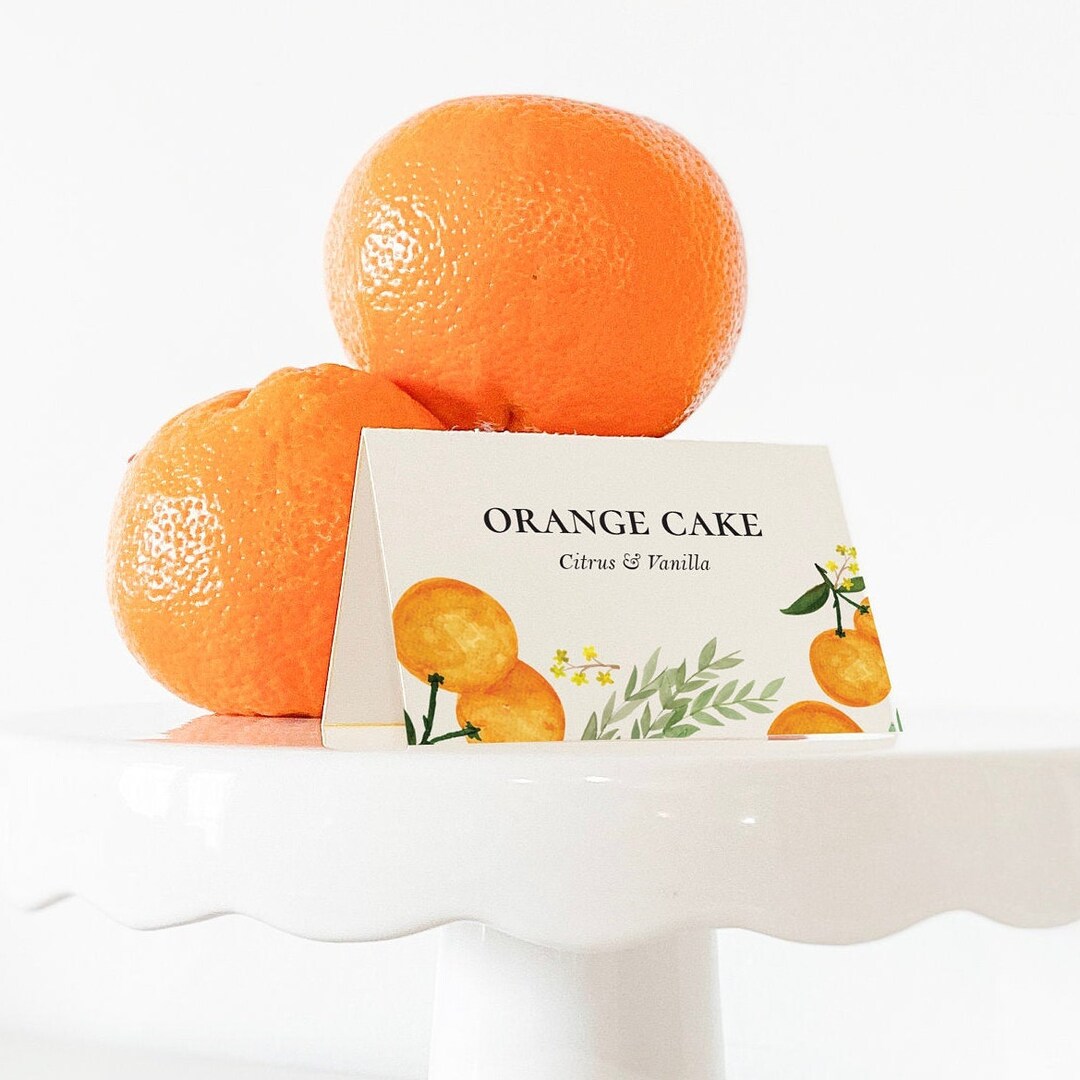 Editable Orange Food or Drink Labels | 3"x2" Folded Tent Cards | Instant Download | Printable ...