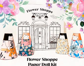 Flower Shop Paper Doll Bastelset: Florale Kleider & Kulisse (Digitaler Download)
