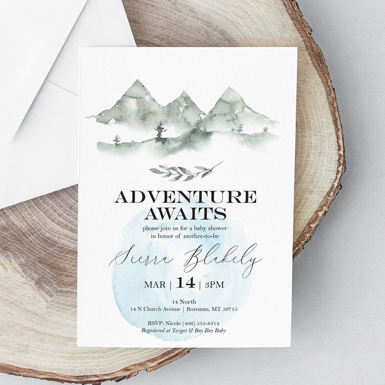 Mountain Baby Shower Kit Editable Invite Template Printable - Etsy