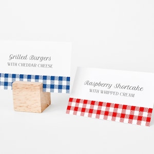 Buffet Labels or Place Cards, editable template, gingham, rustic, I Do BBQ, Baby-Q, wedding, picnic, BBQ dinner party, 3.5x2 folded