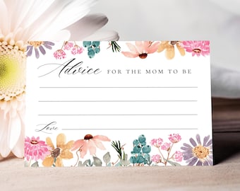 Tarjetas de consejos para baby shower, recuerdo imprimible de actividades, "Bebé en flor", PDF no editable