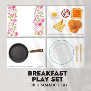 Breakfast Food, Place Setting, Frying Pan, Dramatic Play, Kitchen or Cafe, Preschool /Homeschool Role Play, Instant Download Play Printables