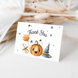 Halloween Baby Shower Thank You Card | Editable Card Template | Little Boo Birthday or Baby Shower| Instant Download | 5x3.5 Folded