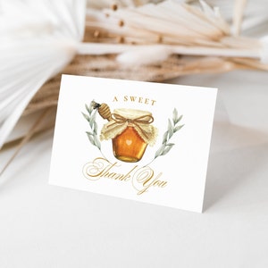 Bee Honey Thank You Notecard | Bee Baby Shower or Gender Reveal | A Sweet Thank You | Folded Thank You | Blank Inside | Instant Download
