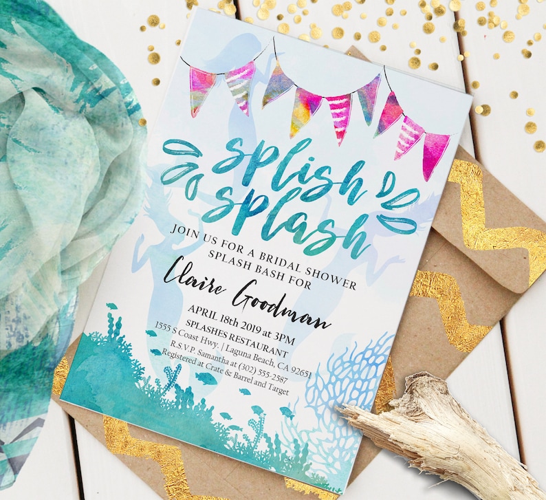 Pool or Beach Event Printable Pool Party Decor Custom Splish Splash Mermaid Welcome Print 16x20 or 20x30 JPG or PDF Print