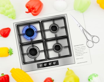 Printable Play Stove, Kitchen Dramatic Play, Easy to Make, Preschool Instant Download