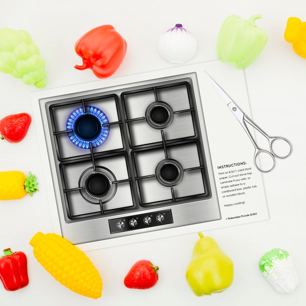 Play Stove Printable | DIY Play Kitchen Stove | Dramatic Play | Preschool Play | Download, Print + Cut | Instant Download
