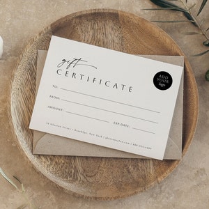 Gift Certificate Template | 100% Editable Template | Printable Gift Voucher | Small Business | Instant Download | 5x7 | Templett