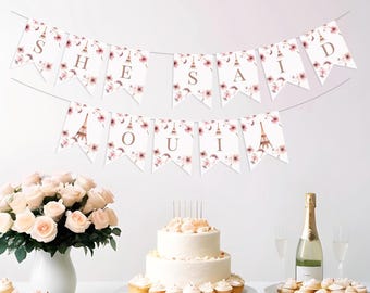 She Said Oui Banner: French Bridal Shower Decor (Digital Download)