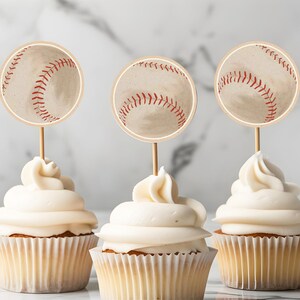 PRINTABLE Baseball Cupcake Toppers, Little Slugger, vintage baseball, party, sports printable, instant download, non-editable, 2&quot; round