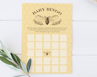 Baby Bingo Game | Bee Baby Shower | Printable Game | Bee Baby Shower Theme | Baby Shower Game | Printable Game | 5x7 | Instant Download