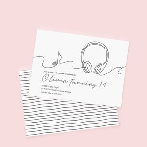 Music Headphones Birthday Invitation Template: Teen Party (Editable PDF)