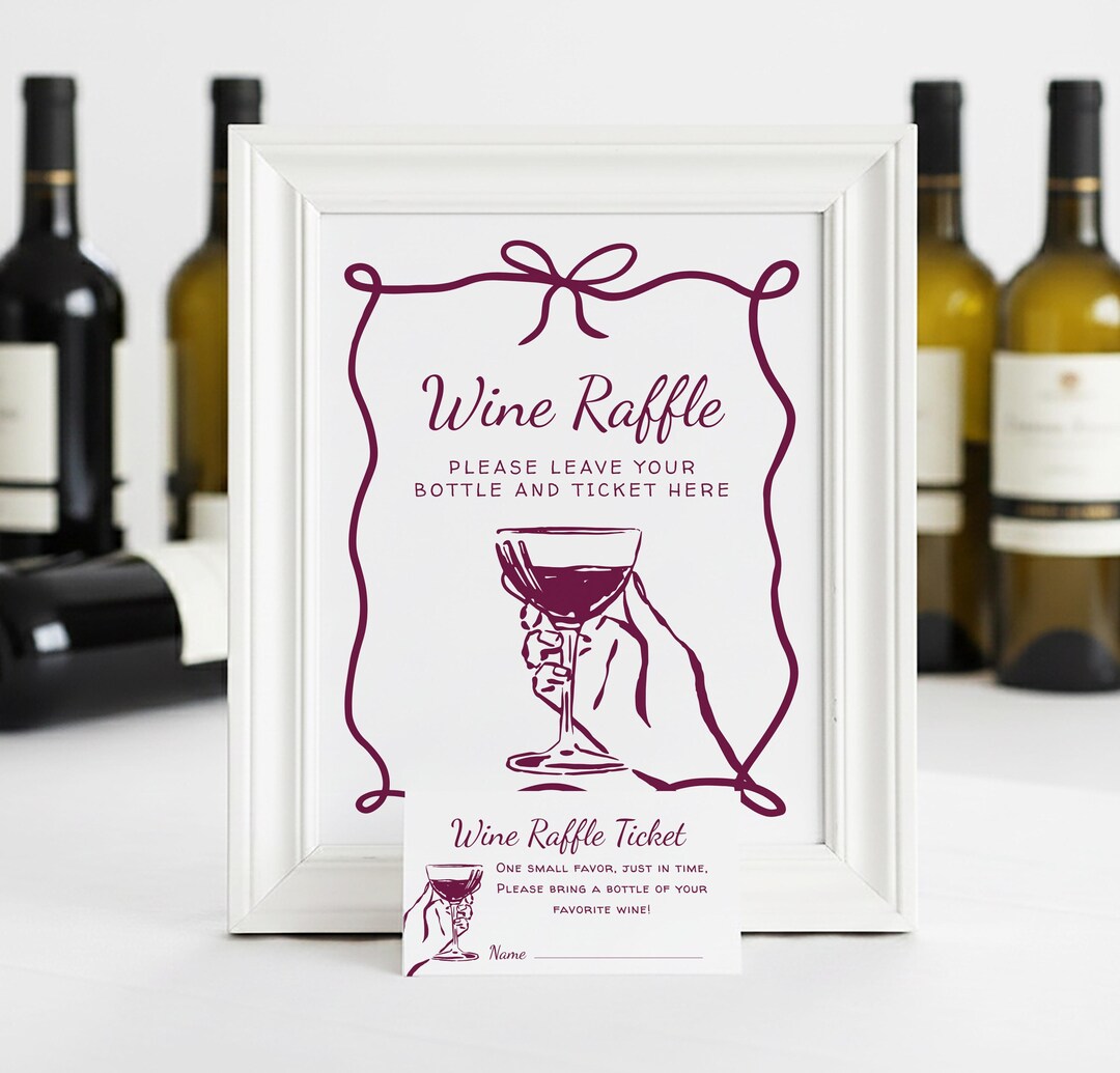 Wedding Raffle Sign Wine Raffle Sign + Tickets, Party or Bridal Shower, Vino Before Vows ...