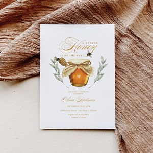 Bee Baby Shower Invitation Template | Editable Invitation | A Little Honey is on the Way | Gender Neutral | Instant Download PDF | 5x7
