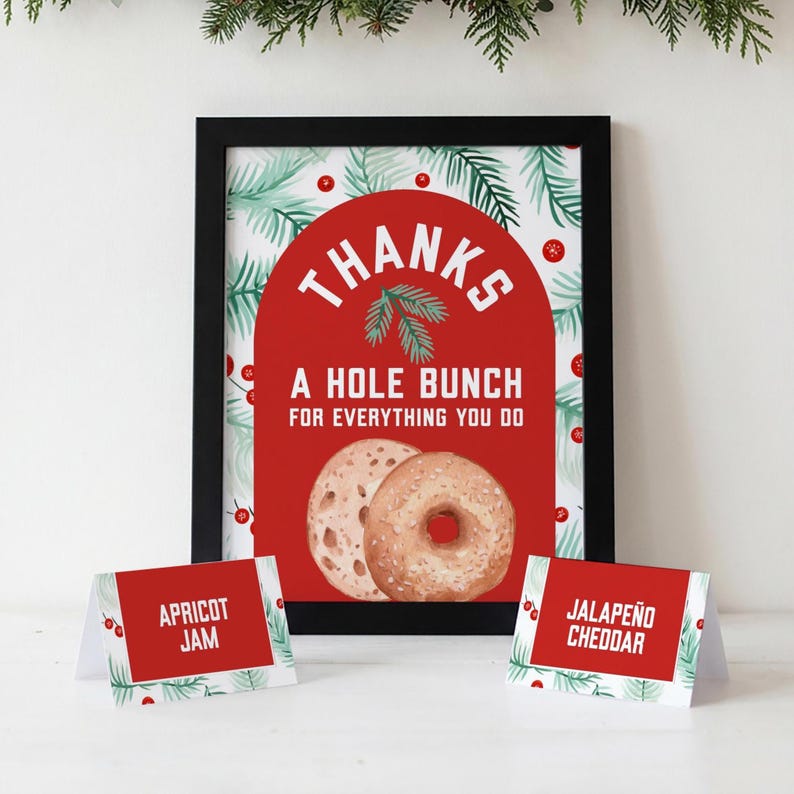 Christmas Bagel Bar Sign and Buffet Labels, Employee Appreciation ...