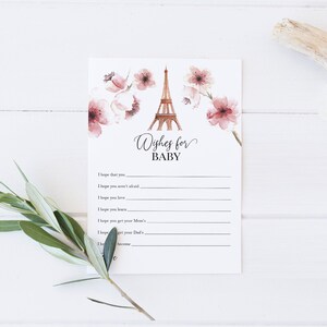 Carte Paris "Vœux pour bébé" | Jeu ou activité de baby shower | Thème parisien ou français | Carte imprimable 5x7 | Téléchargement instantané JPG ou PDF