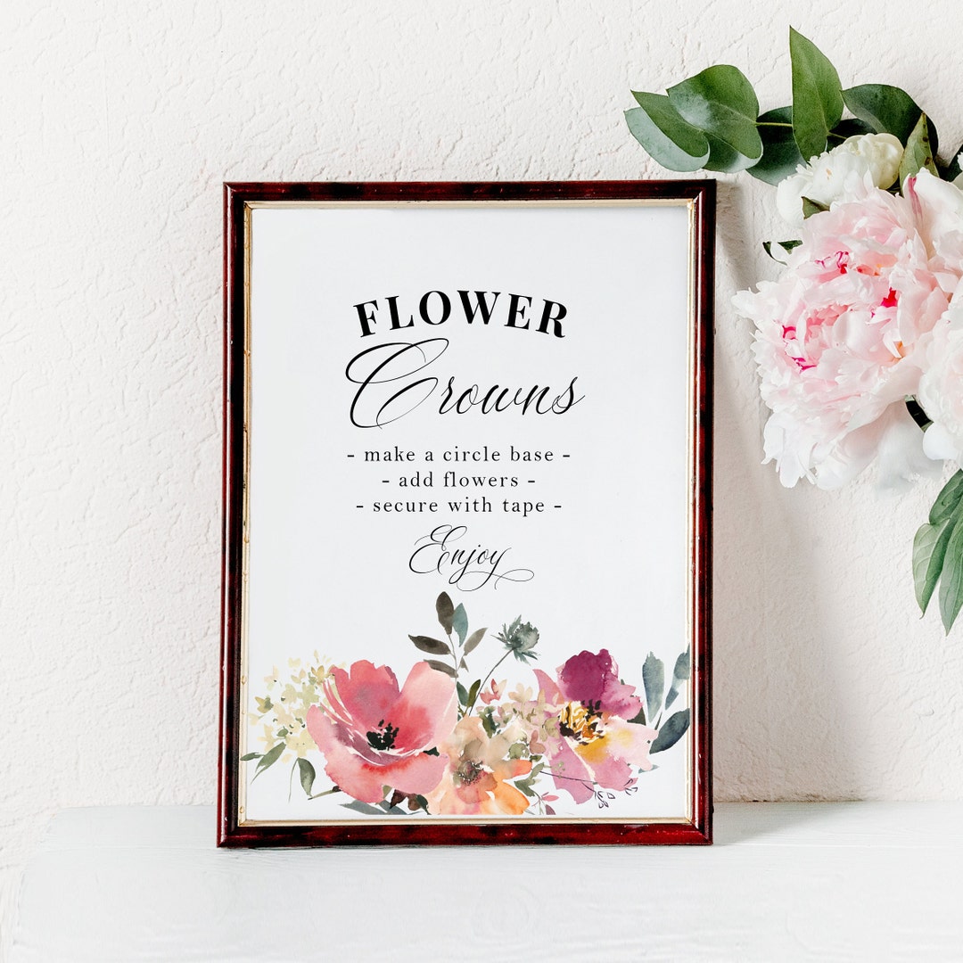 Flower Crown Print DIY Flower Crown Station or Bar Etsy