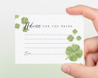 Shamrock Bridal Shower Advice Cards: Lucky in Love Keepsake (PDF)