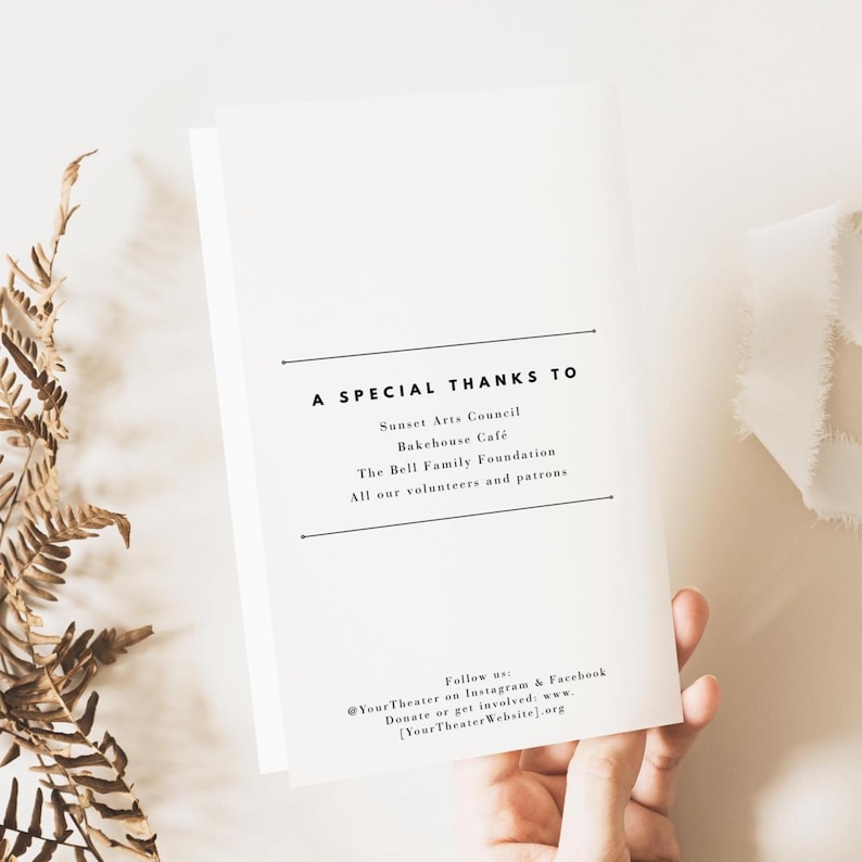 Theater Program Template, Community Performance or School Play ...