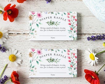 Wildflower Baby Shower Diaper Raffle Ticket (Printable PDF)