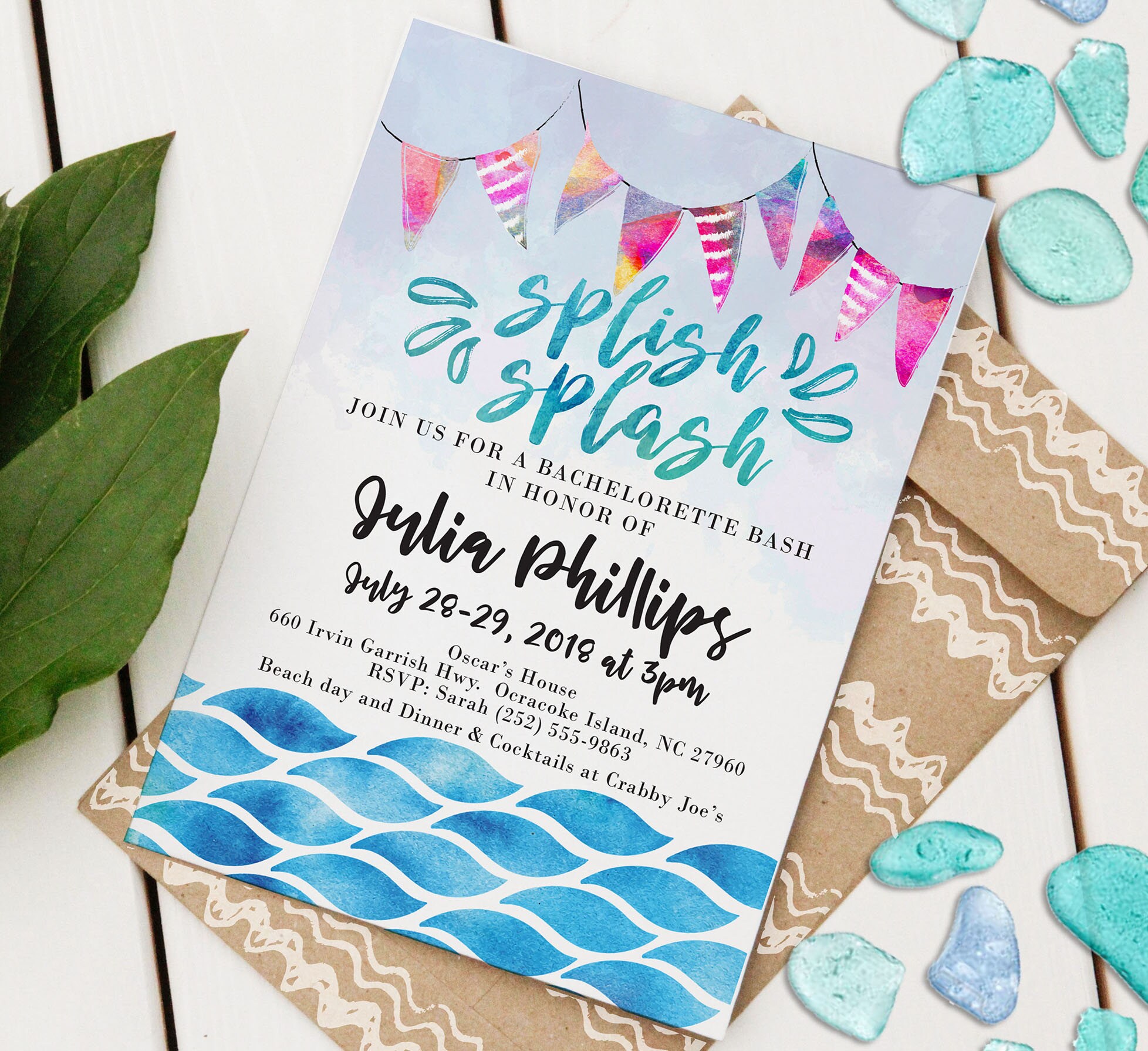 Pool Party Bachelorette Invitations 10