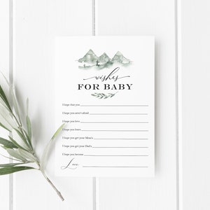 Souhaits pour carte de bébé | Carte souvenir | Conseils bébé | Shower de bébé montagne ou aventure | Jeu ou activité imprimable | Téléchargement instantané | 5x7