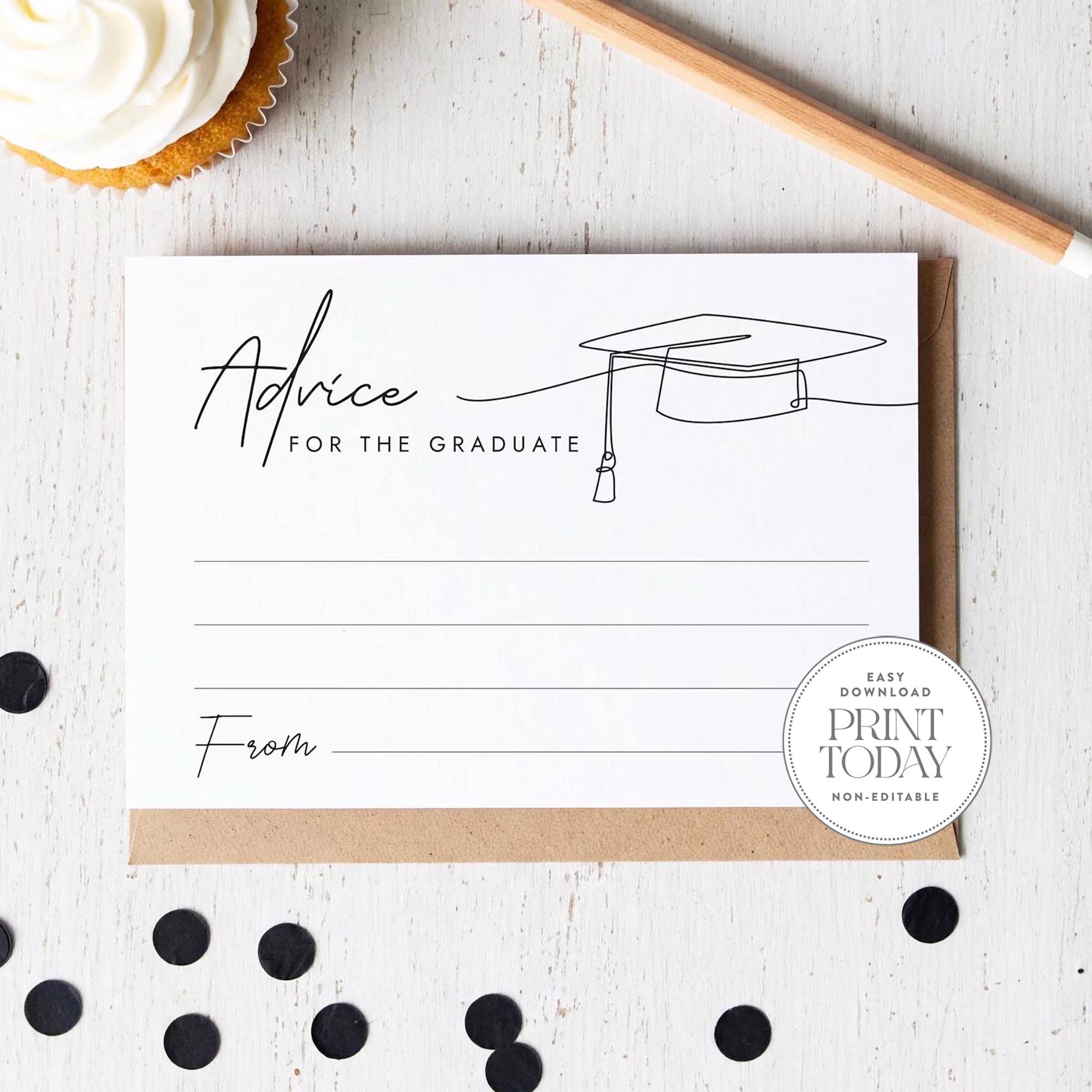 Graduation Advice Cards, Graduate Keepsake, Printable Party
