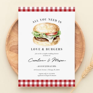 Bridal Shower Invitation Template Gingham Red White Check Etsy