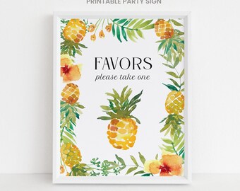 Ananas Gunst Zeichen, Dusche oder Party bedruckbar, Tropical Luau, hawaiianische Hochzeit, 5x7 und 8x10 nicht bearbeitbarer Download