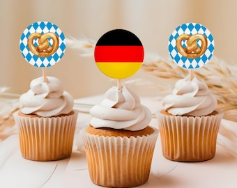 Oktoberfest Cupcake Toppers: Bavarian Party Decor (Printable PDF)