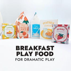Breakfast Food Play Packages, Dramatic Play, Cafe, Grocery Store, Play Kitchen printables, preschool role play, homeschool, instant download