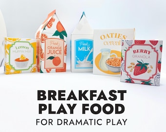 Printable Breakfast Food Play Set, DIY Paper Toys, Imaginative Kitchen Role Play, Classroom or Home, Digital Download