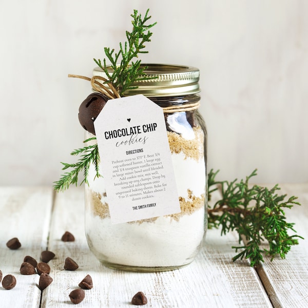 Editable Gift in a Jar Label Template, Direction Tag, DIY Gifts, Soup, Cookies, 100% editable, DIY Christmas Gift, Instant Download, 2"x3.5"