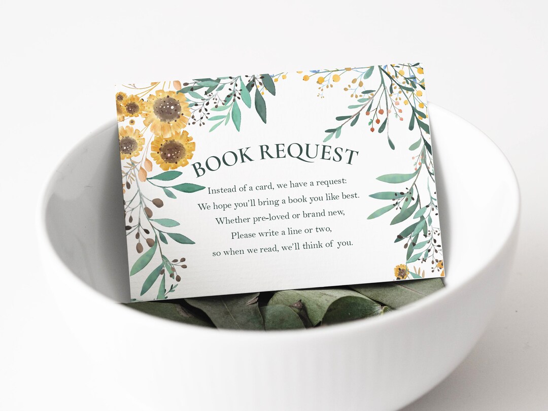 Book Request Card | Book for Baby Insert Card | Golden Wildflower Baby ...