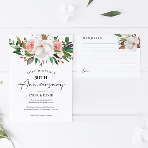 Long Distance Wedding Anniversary Party Invite and Memory Card | Editable Anniversary Invitation Template | Instant Download | 5x7