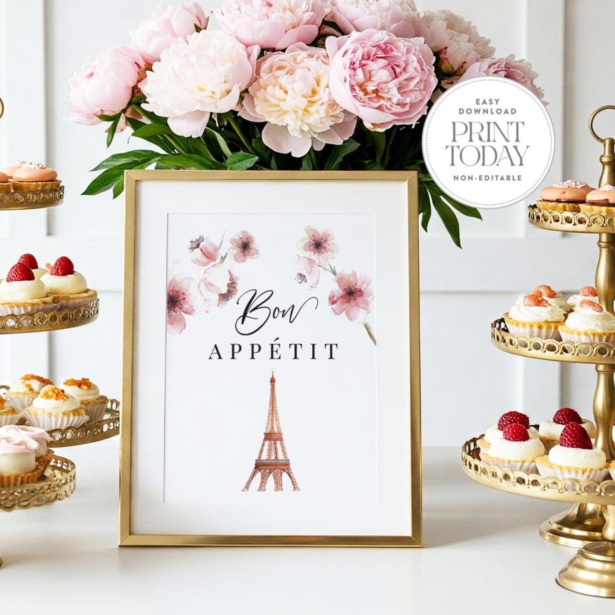 Bon Appetit Sign, Food Table Printable, French Birthday or Shower, Non ...