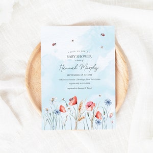 Wildflower Baby Shower Invitation: Editable Spring or Summer Invite (5x7 PDF)