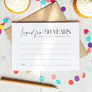 DRUCKBAR 50. Geburtstag Erinnerung oder Wunschkarte, Geburtstagsfeier, Aktivität, modern, minimalistisch, schwarz, 5x3,5, nicht editierbar, sofortiger Download