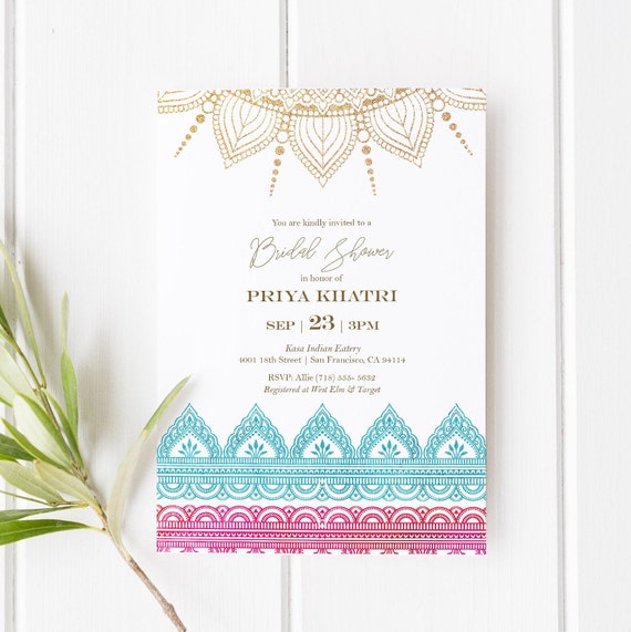 Indian Bridal Shower Sangeet Or Mehndi Template Indian Etsy